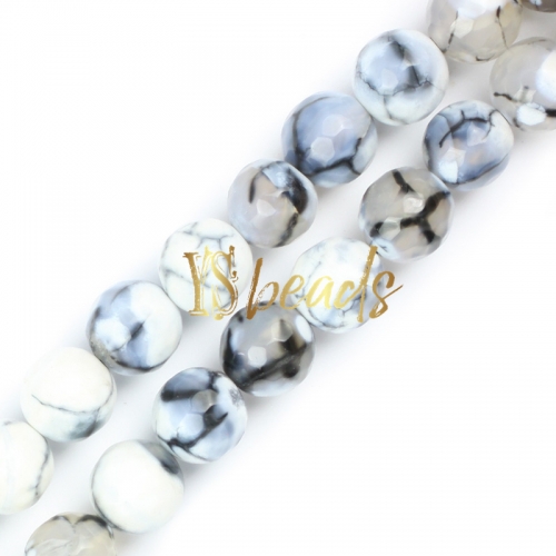 White&Grey Agate Faceted Rounds, Approx 6-12mm