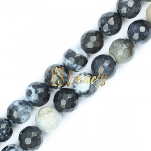 Black&White Agate Faceted Rounds, Approx 6-12mm