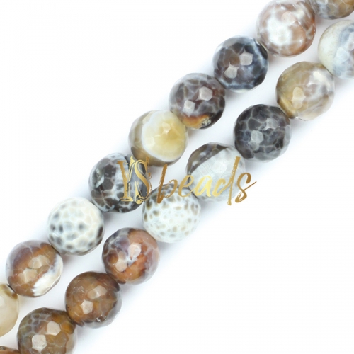 Brown&White Agate Faceted Rounds, Approx 6-12mm