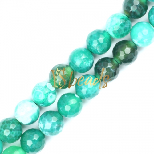 Green&White Agate Faceted Rounds, Approx 6-12mm