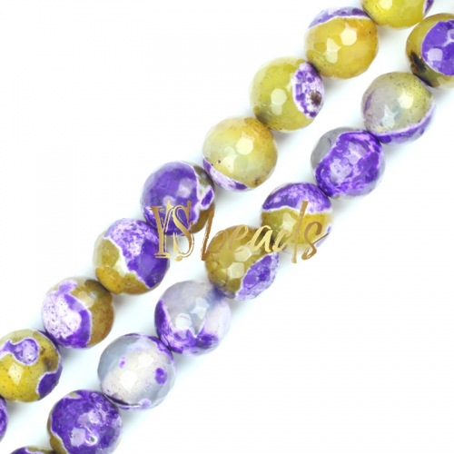 Purple&Yellow Agate Faceted Rounds, Approx 6-12mm