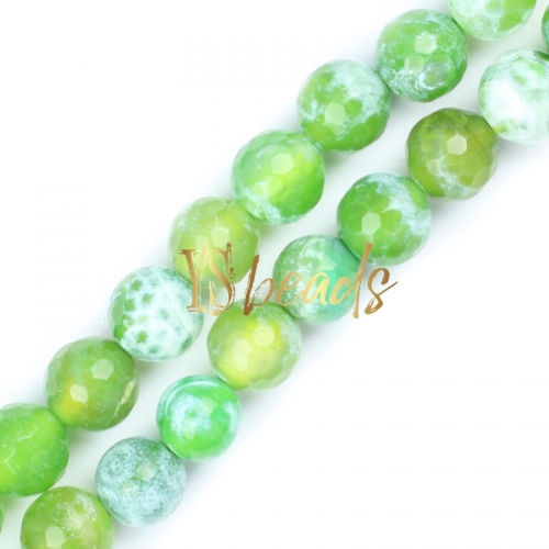 Green&White Agate Faceted Rounds, Approx 6-12mm