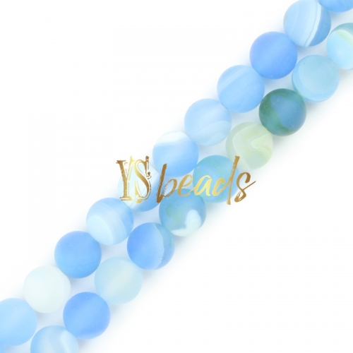 Sky Blue Stripe Agate Matte Rounds, Approx 6-12mm