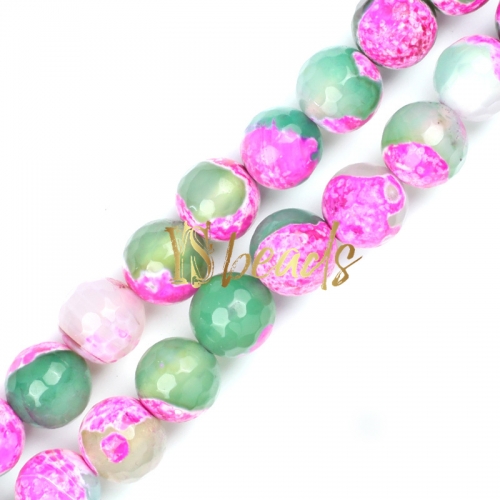 Pink&Green Agate Faceted Rounds, Approx 6-12mm