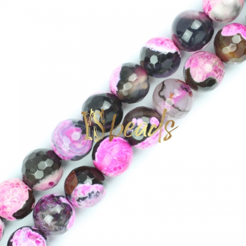 Pink&Black Agate Faceted Rounds, Approx 6-12mm