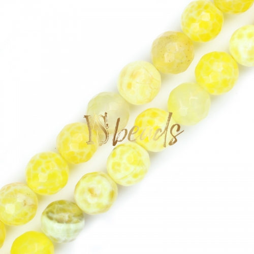 Yellow&White Agate Faceted Rounds, Approx 6-12mm