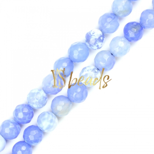Blue&White Agate Faceted Rounds, Approx 6-12mm