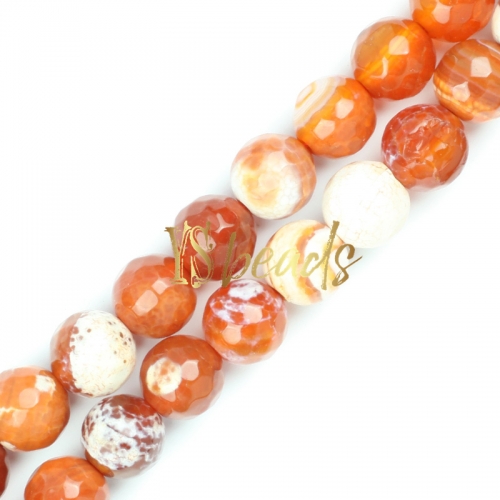 Red&White Agate Faceted Rounds, Approx 6-12mm