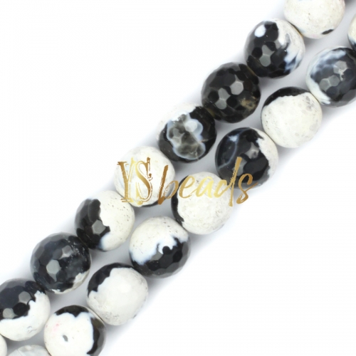 White&Black Agate Faceted Rounds, Approx 6-12mm