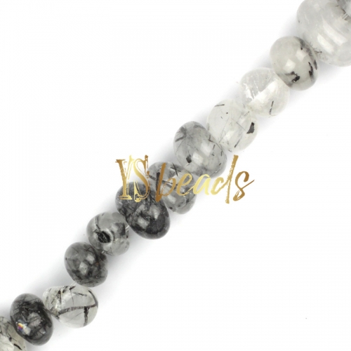 Black Rutilated Quartz Centre-drilled Nuggets, Approx 6x10-8x12mm