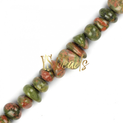 Unakite Centre-drilled Nuggets, Approx 6x10-8x12mm