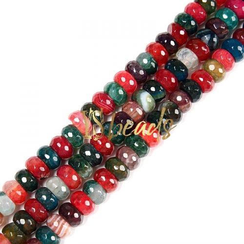 Mixed Colors Agate Faceted Rondelles
