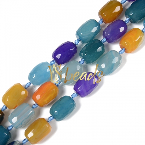 Mixed Colors Agate Faceted Fany Rice, Approx 13x18mm