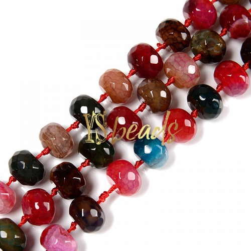 Mixed Colors Agate Faceted Rondelles, Approx 10x14mm