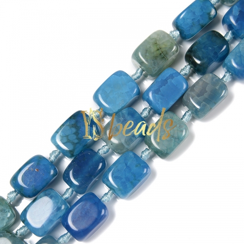 Mixed Blue Agate Round-Corner Cubes, Approx 11x15mm