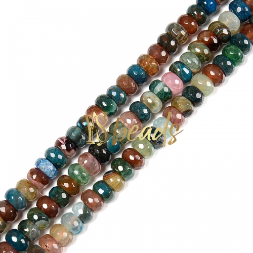 Mixed Colors Agate Faceted Rondelles, Approx 6x10mm