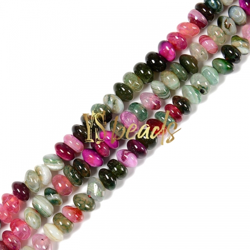 Mixed Colors Agate Plain Rondelles, Approx 5x8mm