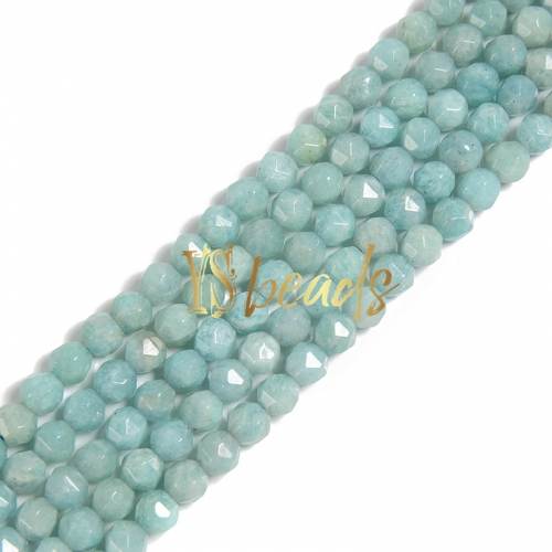 Amazonite Diamond-cut Beads, Approx 6-8mm