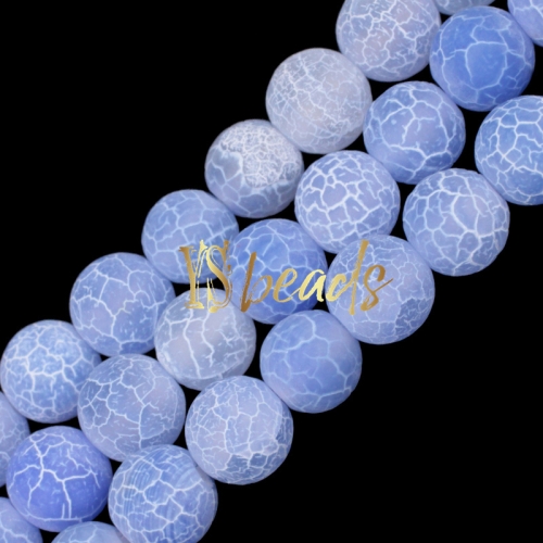 Light Blue Cracked Matte/Frosted Agate Rounds, 4-12mm