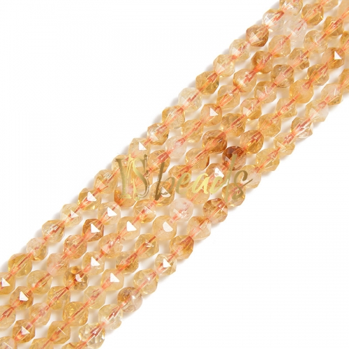 Citrine Diamond-cut Beads, Approx 6-8mm