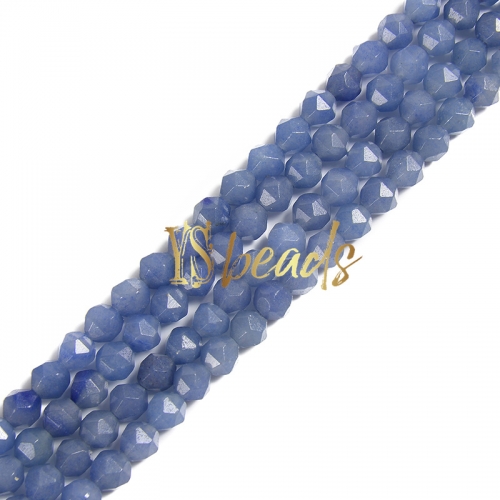 Blue Aventurine Diamond-cut Beads, Approx 6-8mm