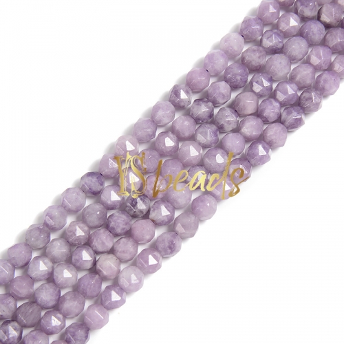 Lepidolite Diamond-cut Beads, Approx 6-8mm