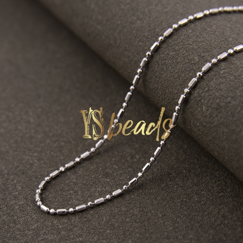 Rhodium Plated S925 Sterling Silver Tube Chain, Approx 1.0mm, 18inches