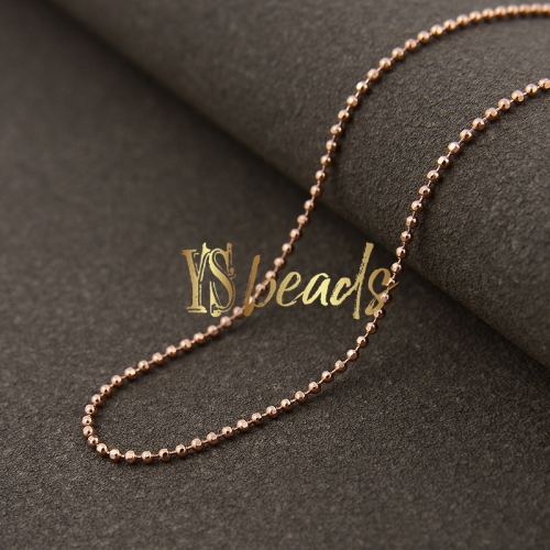 Rose Gold Plated S925 Sterling Silver Faceted Round Beads Chain, Approx 1.0mm, 18inches