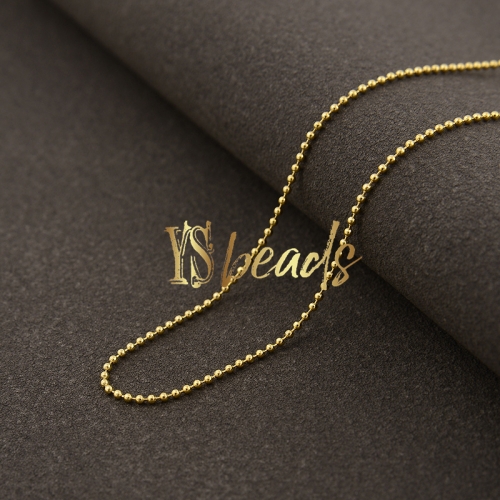 18K Gold Plated S925 Sterling Silver Faceted Round Beads Chain, Approx 1.0mm, 18inches