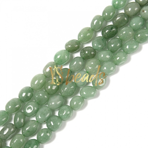 Green Aventurine Through-Drill Nuggets, Approx 8x10mm-10x12mm