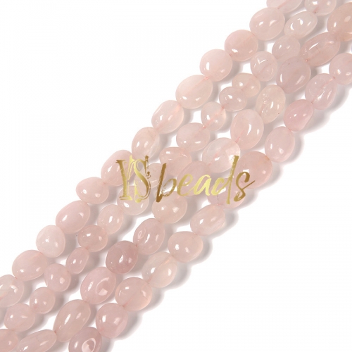 Rose Quartz Through-Drill Nuggets, Approx 8x10mm-10x12mm