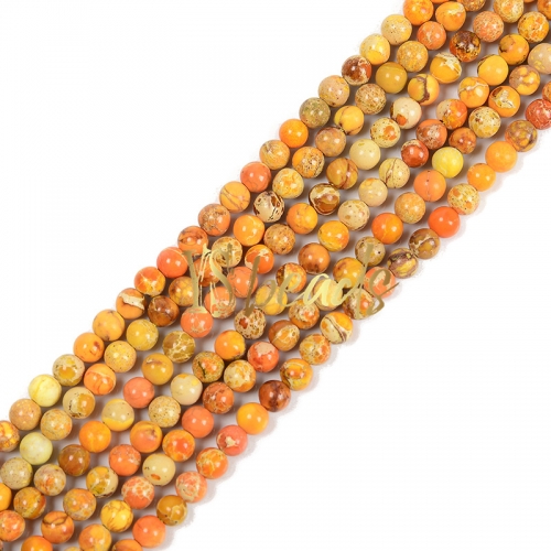 Orange Impression Jasper Rounds, Approx 4-12mm