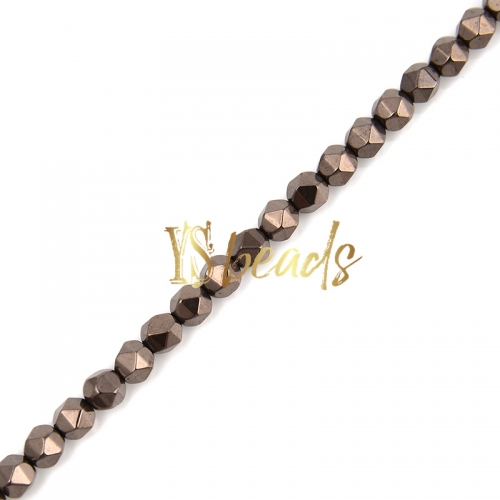 Bronzite Color Plated Hematite Diamond-cut Beads, Approx 4-6mm