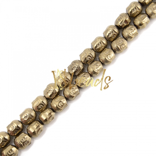 Gold Color Plated Hematite Buddha Head Beads, Approx 8mm