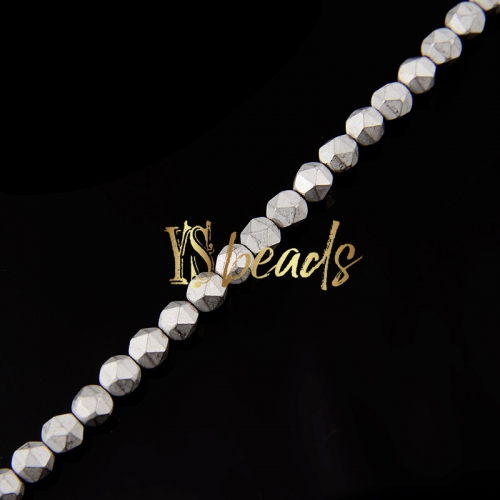 Silver Color Plated Hematite Diamond-cut Matte Beads, Approx 4-6mm