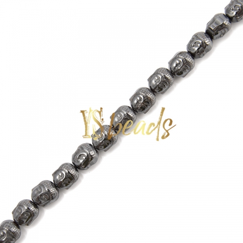 Black Color Plated Hematite Buddha Head Beads, Approx 8mm