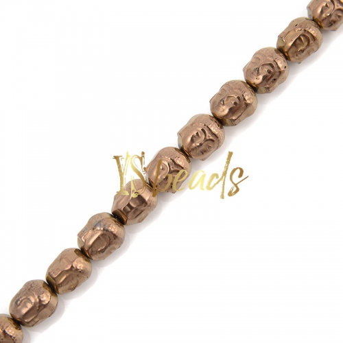 Bronzite Color Plated Hematite Buddha Head Beads, Approx 8mm