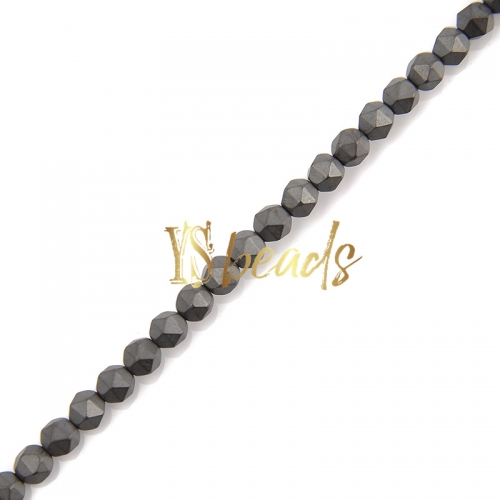 Black Color Plated Hematite Diamond-cut Matte Beads, Approx 4-6mm