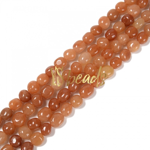 Red Aventurine Through-Drill Nuggets, Approx 6x8mm-10x12mm