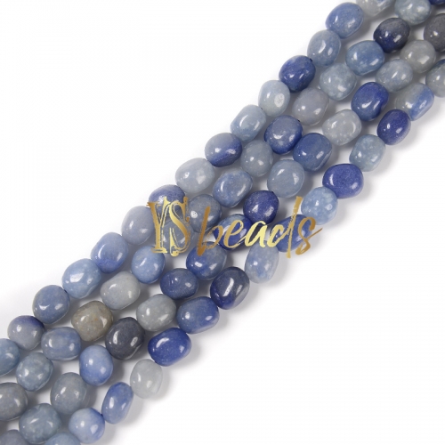 Blue Aventurine Through-Drill Nuggets, Approx 6x8mm-10x12mm