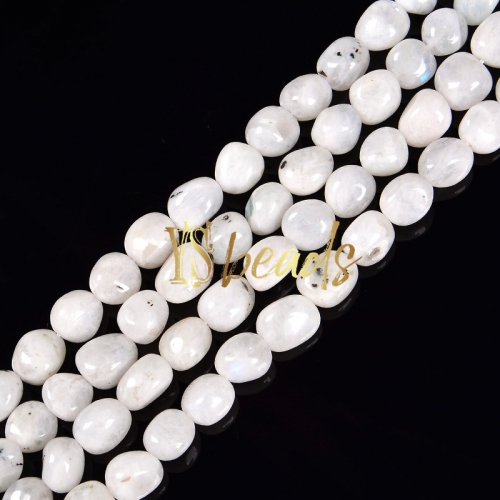 White Moonstone Through-Drill Nuggets, Approx 6x8mm-10x12mm