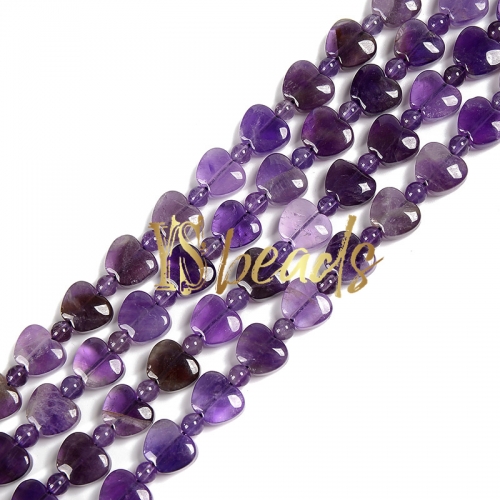 Amethyst Flat Apple Shape Beads, Approx 10mm