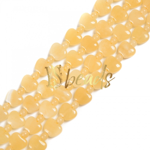 Yellow Calcite Flat Apple Shape Beads, Approx 10mm