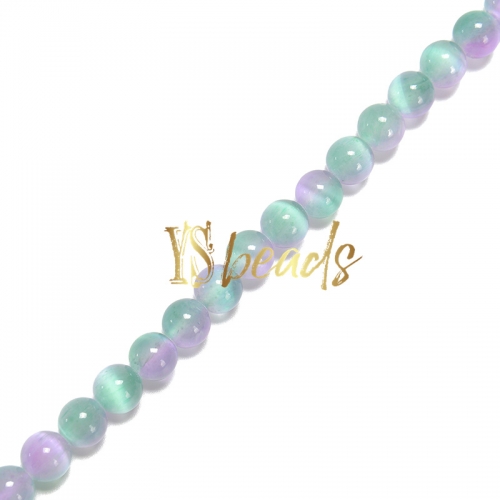 Dyed Green&Purple Selenite Plain Rounds, Approx 6-10mm, Approx 38cm/strand
