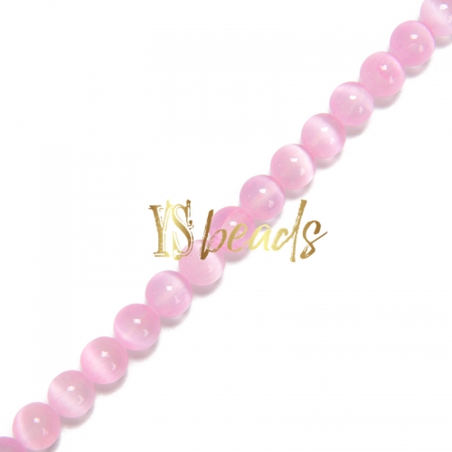 Dyed Pink Selenite Plain Rounds, Approx 6-10mm, Approx 38cm/strand