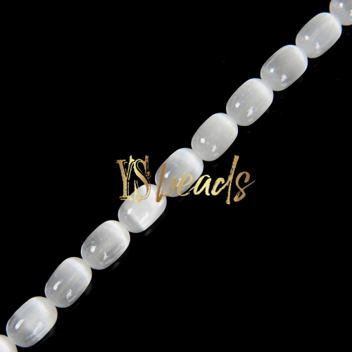 White Selenite Plain Drums, Approx 8x12mm, Approx 38cm/strand