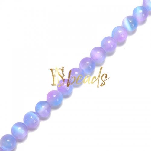 Dyed Purple&Blue Selenite Plain Rounds, Approx 6-10mm, Approx 38cm/strand