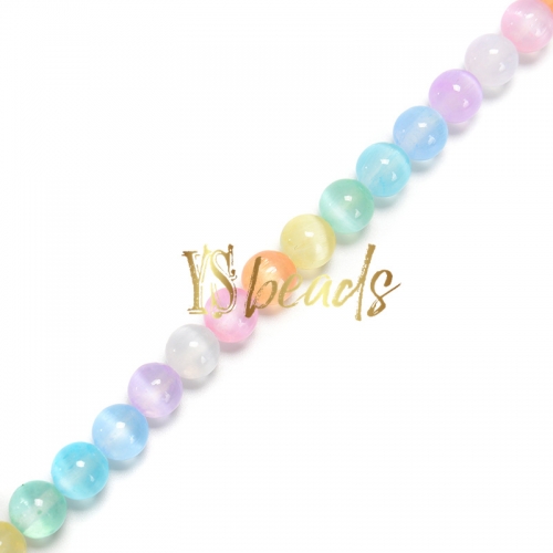 Dyed Mixed Colors Selenite Plain Rounds, Approx 6-10mm, Approx 38cm/strand