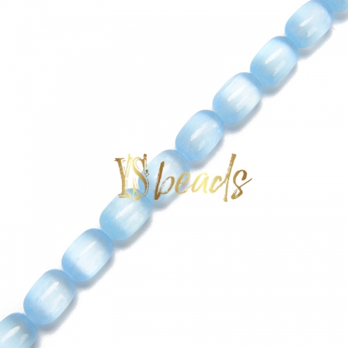 Dyed Sky Blue Selenite Plain Drums, Approx 8x12mm, Approx 38cm/strand