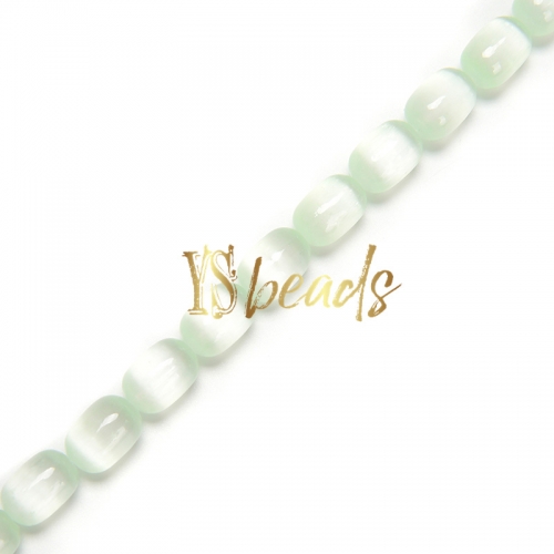 Dyed Pale Green Selenite Plain Drums, Approx 8x12mm, Approx 38cm/strand